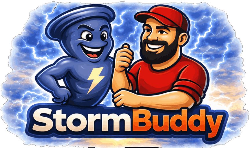 stormbuddy-mascot-and-man-with-lightning-background