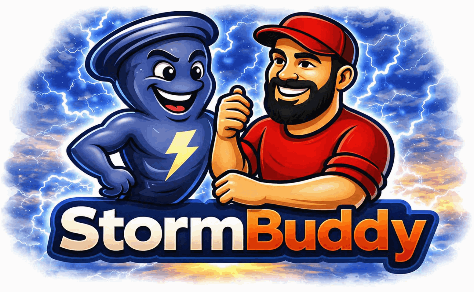 stormbuddy-cartoon-mascot-and-man-with-lightning